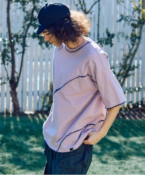 go slow caravan(ゴースローキャラバン)の「USA/C カットオフ 歪み切替 ゆったり TEE(Tシャツ/カットソー・メンズ・アイボリー/ラベンダー・LARGE/MEDIUM)」の9枚目の写真