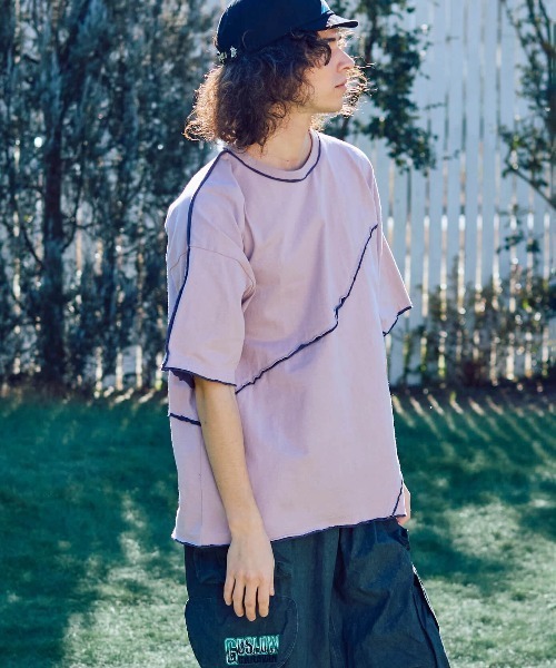 go slow caravan(ゴースローキャラバン)の「USA/C カットオフ 歪み切替 ゆったり TEE(Tシャツ/カットソー・メンズ・アイボリー/ラベンダー・LARGE/MEDIUM)」の10枚目の写真