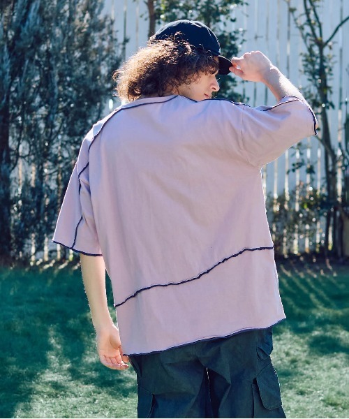 go slow caravan(ゴースローキャラバン)の「USA/C カットオフ 歪み切替 ゆったり TEE(Tシャツ/カットソー・メンズ・アイボリー/ラベンダー・LARGE/MEDIUM)」の11枚目の写真