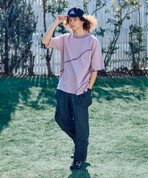 go slow caravan(ゴースローキャラバン)の「USA/C カットオフ 歪み切替 ゆったり TEE(Tシャツ/カットソー・メンズ・アイボリー/ラベンダー・LARGE/MEDIUM)」の12枚目の写真