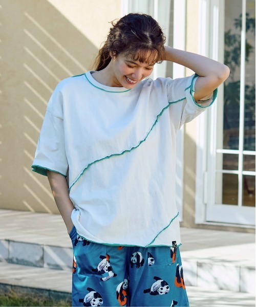 go slow caravan(ゴースローキャラバン)の「USA/C カットオフ 歪み切替 ゆったり TEE(Tシャツ/カットソー・メンズ・アイボリー/ラベンダー・LARGE/MEDIUM)」の15枚目の写真