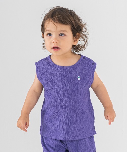 moimoln(モイモルン)の「【SOFT&】ノースリーブTシャツ(Tシャツ/カットソー・キッズ・オレンジ/パープル/アイボリー/カーキ・130cm/90cm/100cm/110cm/120cm)」の1枚目の写真