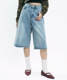 Vintage like wide denim shorts / ヴィンテージライクワイドデニムハーフパンツ