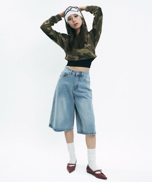 セール】Vintage like wide denim shorts / ヴィンテージライク