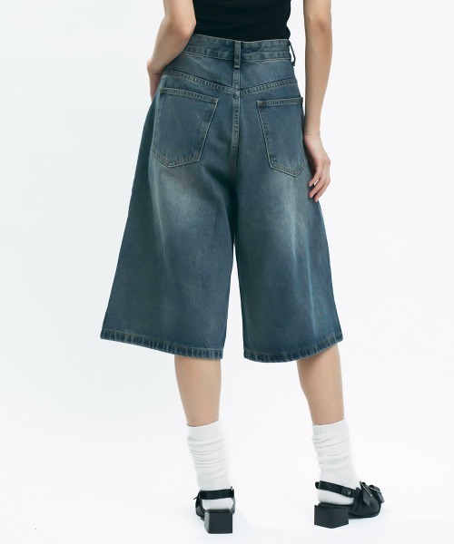 セール】Vintage like wide denim shorts / ヴィンテージライク