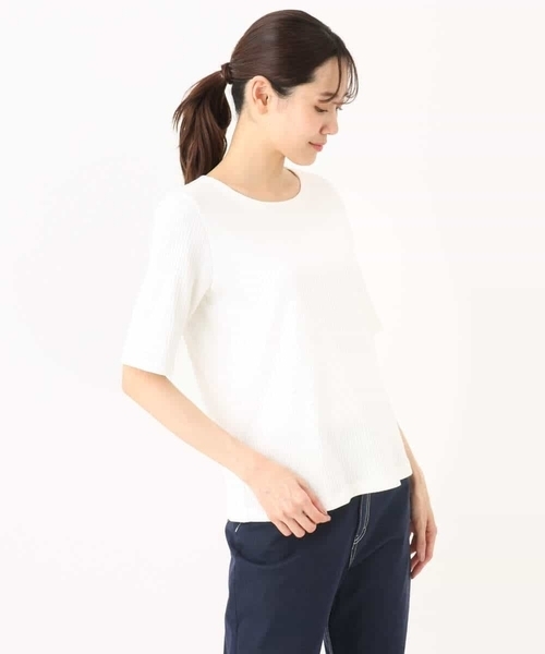 MK MICHEL KLEIN(エムケーミッシェルクラン)の「ワイドテレコリブカットソー/洗える(Tシャツ/カットソー・レディース・ホワイト/ブラック/グレー系その他・38)」の13枚目の写真