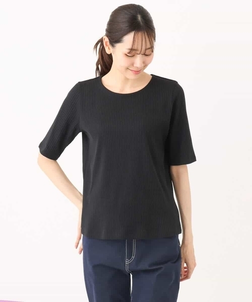 MK MICHEL KLEIN(エムケーミッシェルクラン)の「ワイドテレコリブカットソー/洗える(Tシャツ/カットソー・レディース・ホワイト/ブラック/グレー系その他・38)」の14枚目の写真