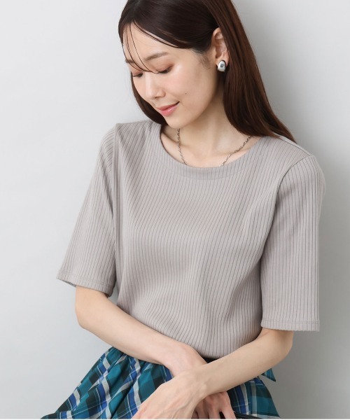 MK MICHEL KLEIN(エムケーミッシェルクラン)の「ワイドテレコリブカットソー/洗える(Tシャツ/カットソー・レディース・ホワイト/ブラック/グレー系その他・38)」の3枚目の写真