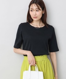 ワイドテレコリブカットソー/洗える