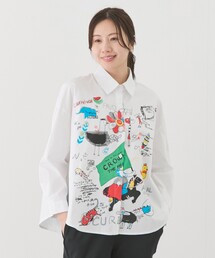 フロントプリントレギュラーカラーシャツ