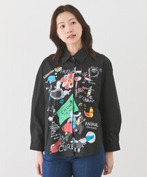 フロントプリントレギュラーカラーシャツ