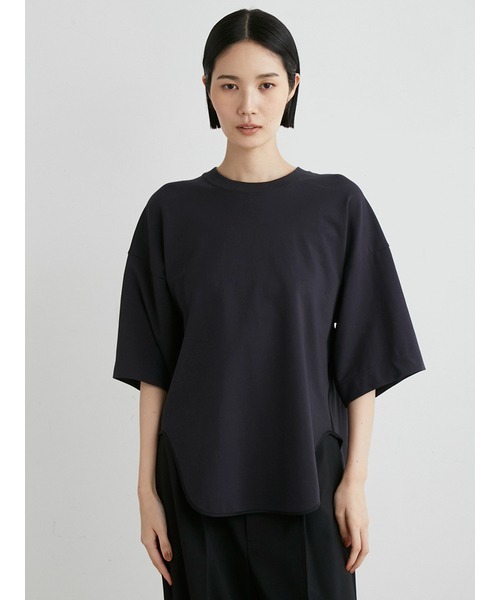 MIESROHE（ミースロエ）の「ｻﾃﾝ切り替えｶｯﾄｿｰﾄｯﾌﾟｽ（Tシャツ/カットソー・レディース・ブラック/ホワイト/ワインレッド・FREE）」の3枚目の写真