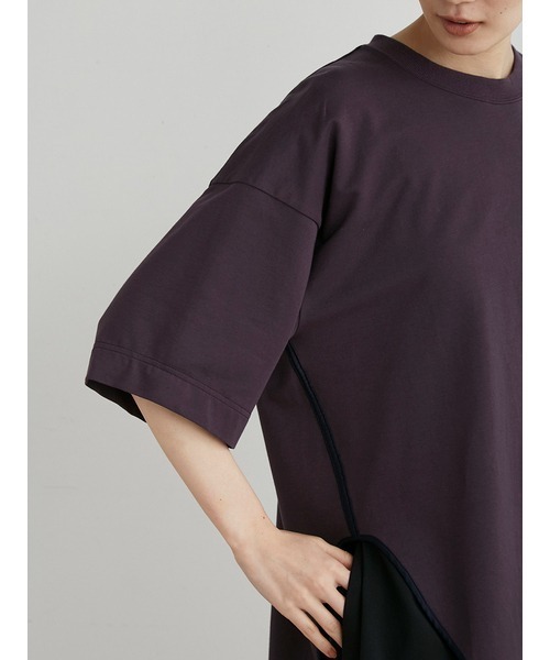 MIESROHE（ミースロエ）の「ｻﾃﾝ切り替えｶｯﾄｿｰﾄｯﾌﾟｽ（Tシャツ/カットソー・レディース・ブラック/ホワイト/ワインレッド・FREE）」の5枚目の写真