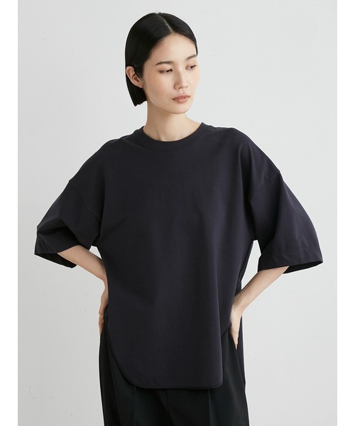 MIESROHE（ミースロエ）の「ｻﾃﾝ切り替えｶｯﾄｿｰﾄｯﾌﾟｽ（Tシャツ/カットソー・レディース・ブラック/ホワイト/ワインレッド・FREE）」の8枚目の写真