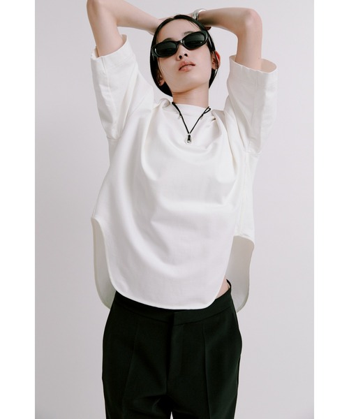 MIESROHE（ミースロエ）の「ｻﾃﾝ切り替えｶｯﾄｿｰﾄｯﾌﾟｽ（Tシャツ/カットソー・レディース・ブラック/ホワイト/ワインレッド・FREE）」の18枚目の写真