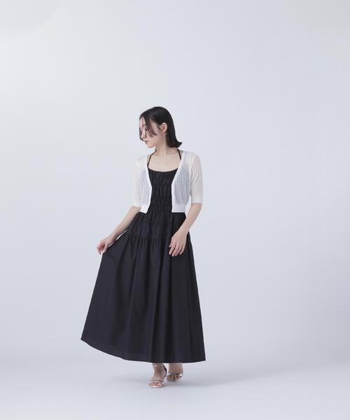 NATURAL BEAUTY BASIC(ナチュラルビューティーベーシック)の「◇【BLANC】シャーリングフレアキャミワンピース(ワンピース・レディース・ダークブルー/ブラック・MEDIUM/P/S)」の4枚目の写真