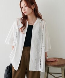 【WEB限定/ユニセックス】総レース開襟オーバーシャツ