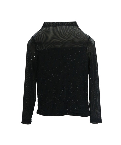 CeLess(セレス)の「See-through Mellow Glitter High Neck / シースルーメロウグリッターハイネック(Tシャツ/カットソー・レディース・ブラック/ホワイト・S/M)」の4枚目の写真