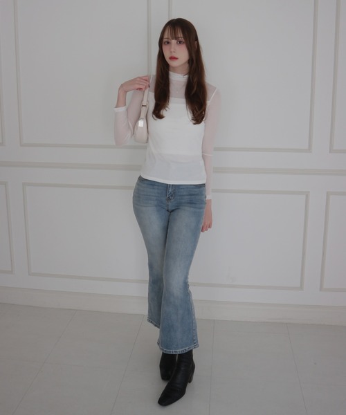 CeLess(セレス)の「See-through Mellow Glitter High Neck / シースルーメロウグリッターハイネック(Tシャツ/カットソー・レディース・ブラック/ホワイト・S/M)」の9枚目の写真