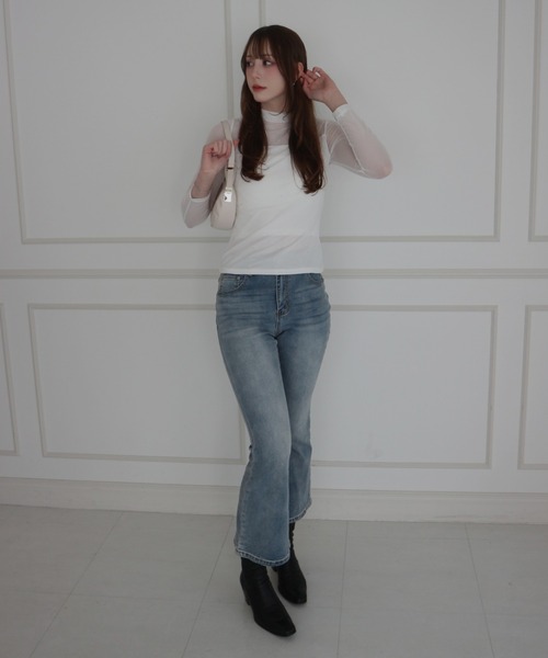 CeLess(セレス)の「See-through Mellow Glitter High Neck / シースルーメロウグリッターハイネック(Tシャツ/カットソー・レディース・ブラック/ホワイト・S/M)」の10枚目の写真