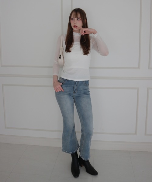 CeLess(セレス)の「See-through Mellow Glitter High Neck / シースルーメロウグリッターハイネック(Tシャツ/カットソー・レディース・ブラック/ホワイト・S/M)」の11枚目の写真
