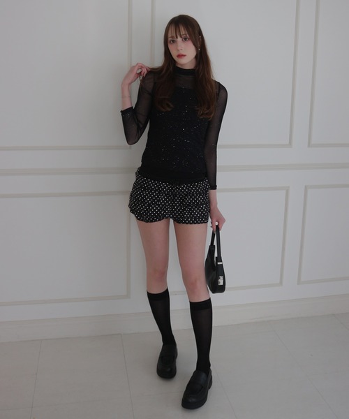 CeLess(セレス)の「See-through Mellow Glitter High Neck / シースルーメロウグリッターハイネック(Tシャツ/カットソー・レディース・ブラック/ホワイト・S/M)」の19枚目の写真