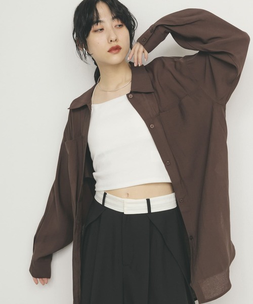 KBF（ケイビーエフ）の「シアーロングシャツ（シャツ/ブラウス・レディース・ブラウン/アイボリー/グリーン系その他・ONE）」の3枚目の写真