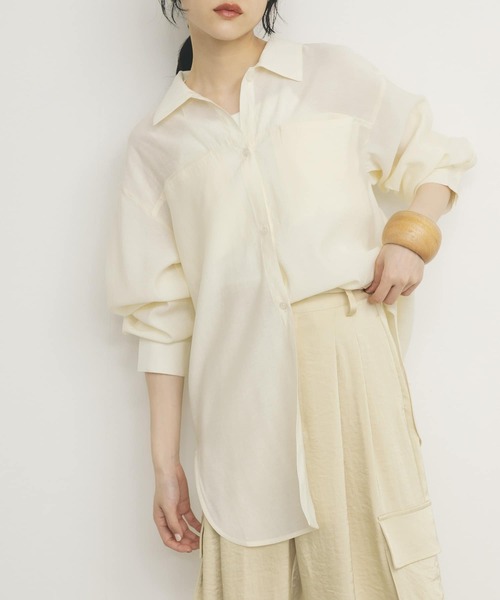 KBF（ケイビーエフ）の「シアーロングシャツ（シャツ/ブラウス・レディース・ブラウン/アイボリー/グリーン系その他・ONE）」の10枚目の写真