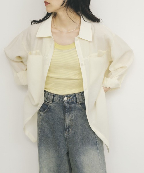 KBF（ケイビーエフ）の「シアーロングシャツ（シャツ/ブラウス・レディース・ブラウン/アイボリー/グリーン系その他・ONE）」の14枚目の写真