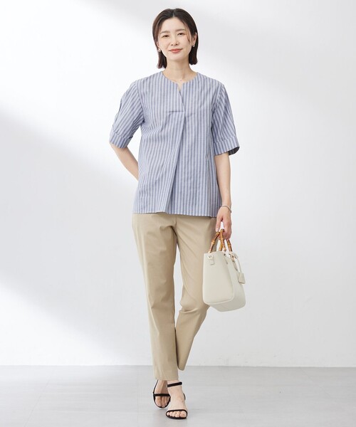 J.PRESS Ladies(J.プレス レディス)の「【洗える】BEZ 空羽ストライプ クルーネック ブラウス(シャツ/ブラウス・レディース・ネイビー系1/ピーコックグリーン系1/ホワイト系1/ピンク系1・XS)」の13枚目の写真