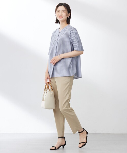 J.PRESS Ladies(J.プレス レディス)の「【洗える】BEZ 空羽ストライプ クルーネック ブラウス(シャツ/ブラウス・レディース・ネイビー系1/ピーコックグリーン系1/ホワイト系1/ピンク系1・XS)」の14枚目の写真