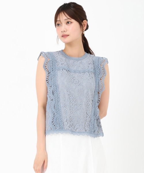 MISCH MASCH（ミッシュマッシュ）の「総レースブラウス（シャツ/ブラウス・レディース・ブルー/ブラック/ホワイト・ﾌﾘ-）」の14枚目の写真