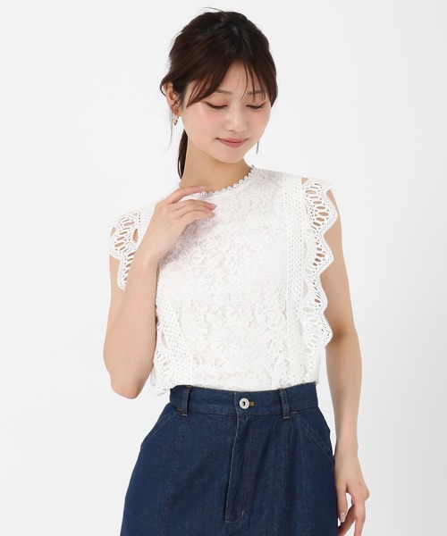 MISCH MASCH（ミッシュマッシュ）の「総レースブラウス（シャツ/ブラウス・レディース・ブルー/ブラック/ホワイト・ﾌﾘ-）」の17枚目の写真