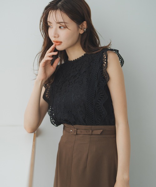MISCH MASCH（ミッシュマッシュ）の「総レースブラウス（シャツ/ブラウス・レディース・ブルー/ブラック/ホワイト・ﾌﾘ-）」の5枚目の写真