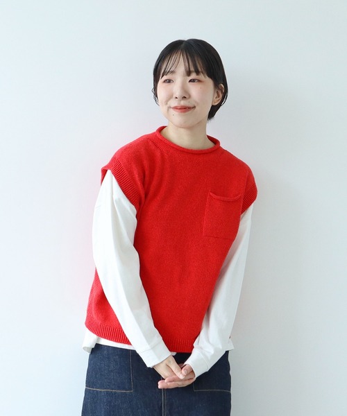 PAR ICI(パーリッシィ)の「シルクコットン ホールガーメントポケットベスト(ベスト・レディース・レッド/ネイビー/グレー・FREE)」の3枚目の写真