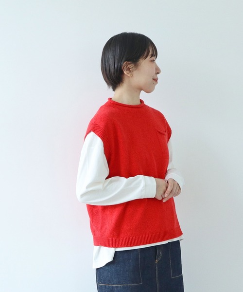 PAR ICI(パーリッシィ)の「シルクコットン ホールガーメントポケットベスト(ベスト・レディース・レッド/ネイビー/グレー・FREE)」の15枚目の写真