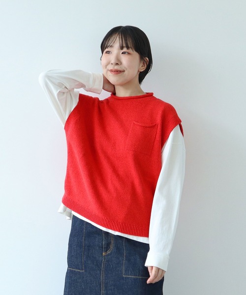 PAR ICI(パーリッシィ)の「シルクコットン ホールガーメントポケットベスト(ベスト・レディース・レッド/ネイビー/グレー・FREE)」の12枚目の写真