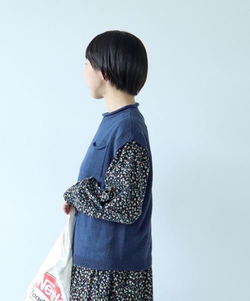 PAR ICI(パーリッシィ)の「シルクコットン ホールガーメントポケットベスト(ベスト・レディース・レッド/ネイビー/グレー・FREE)」の5枚目の写真