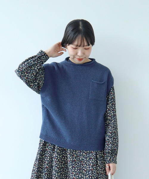 PAR ICI(パーリッシィ)の「シルクコットン ホールガーメントポケットベスト(ベスト・レディース・レッド/ネイビー/グレー・FREE)」の4枚目の写真