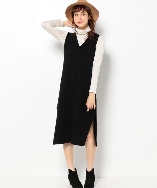 Another Edition（アナザーエディション）の「ワキスリットミラノリブワンピース/AEBC ワキスリットミラノリブOP◆（ワンピース・レディース・ブラック/ケリー・フリー）」の2枚目の写真