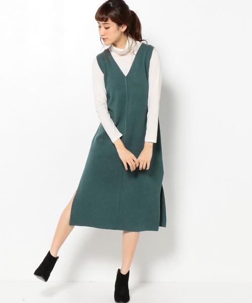 Another Edition（アナザーエディション）の「ワキスリットミラノリブワンピース/AEBC ワキスリットミラノリブOP◆（ワンピース・レディース・ブラック/ケリー・フリー）」の8枚目の写真