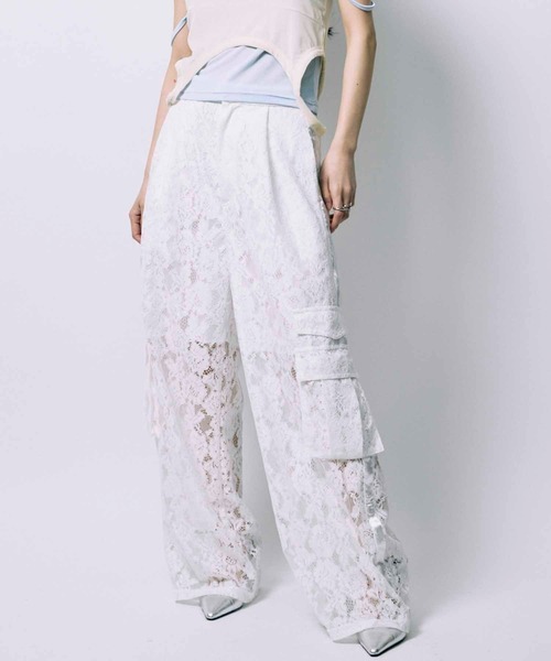 新品未使用　エリー　ジョーゼットパンツ　白 led.tokyo】POCKET LACE PANTS/ポケットレースパンツ（その他