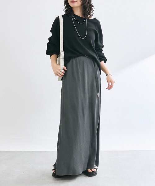 リヴドロワ ドレーピーデニムバイアススカート ブラック 36サイズ RIVE DROITE（リヴドロワ）の「【セットアップ可】ドレーピー