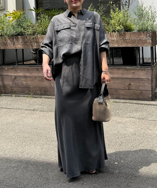 リヴドロワ ドレーピーデニムバイヤススカート　38 セットアップ可】ドレーピーデニムバイアススカート（スカート