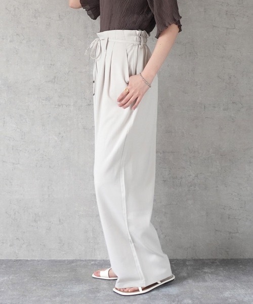 SELECT LEVERY(セレクトリベリー)の「リボン付きハイウエストタックワイドパンツ(その他パンツ・レディース・アイボリー/ライトイエロー/モカ/ブラック・X-LARGE/LARGE/MEDIUM/SMALL)」の6枚目の写真