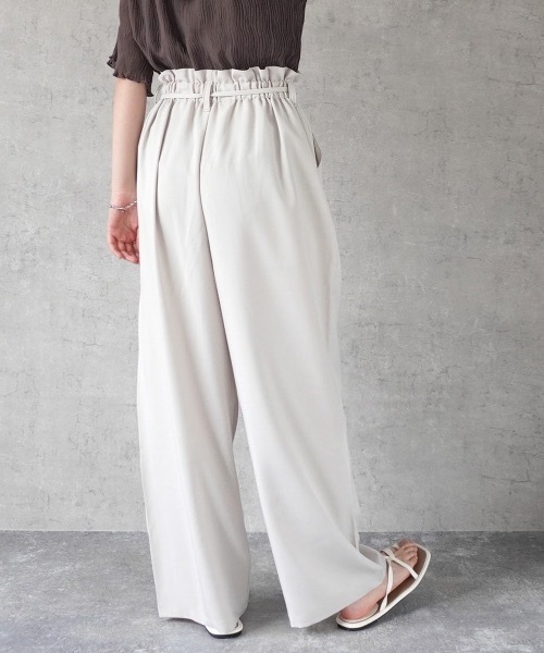 SELECT LEVERY(セレクトリベリー)の「リボン付きハイウエストタックワイドパンツ(その他パンツ・レディース・アイボリー/ライトイエロー/モカ/ブラック・X-LARGE/LARGE/MEDIUM/SMALL)」の7枚目の写真