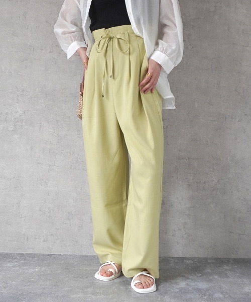 SELECT LEVERY(セレクトリベリー)の「リボン付きハイウエストタックワイドパンツ(その他パンツ・レディース・アイボリー/ライトイエロー/モカ/ブラック・X-LARGE/LARGE/MEDIUM/SMALL)」の11枚目の写真