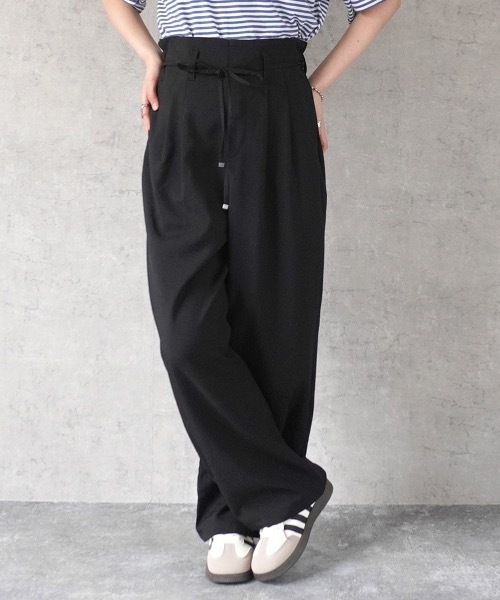SELECT LEVERY(セレクトリベリー)の「リボン付きハイウエストタックワイドパンツ(その他パンツ・レディース・アイボリー/ライトイエロー/モカ/ブラック・X-LARGE/LARGE/MEDIUM/SMALL)」の18枚目の写真