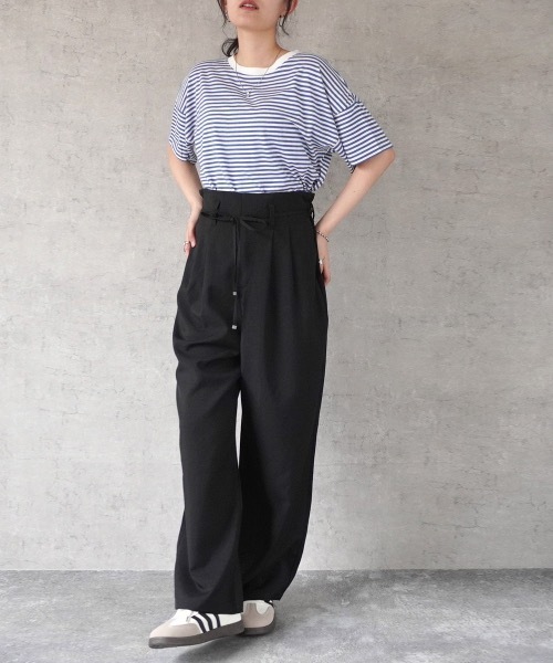 SELECT LEVERY(セレクトリベリー)の「リボン付きハイウエストタックワイドパンツ(その他パンツ・レディース・アイボリー/ライトイエロー/モカ/ブラック・X-LARGE/LARGE/MEDIUM/SMALL)」の19枚目の写真