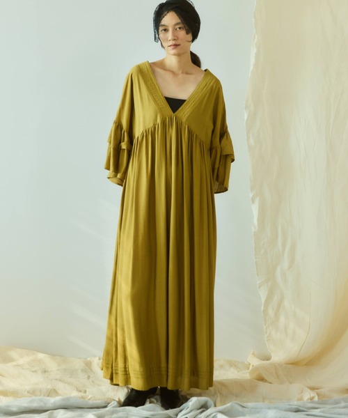 フリルスリーブ2wayカフタンワンピース（ワンピース）｜Libra Cue